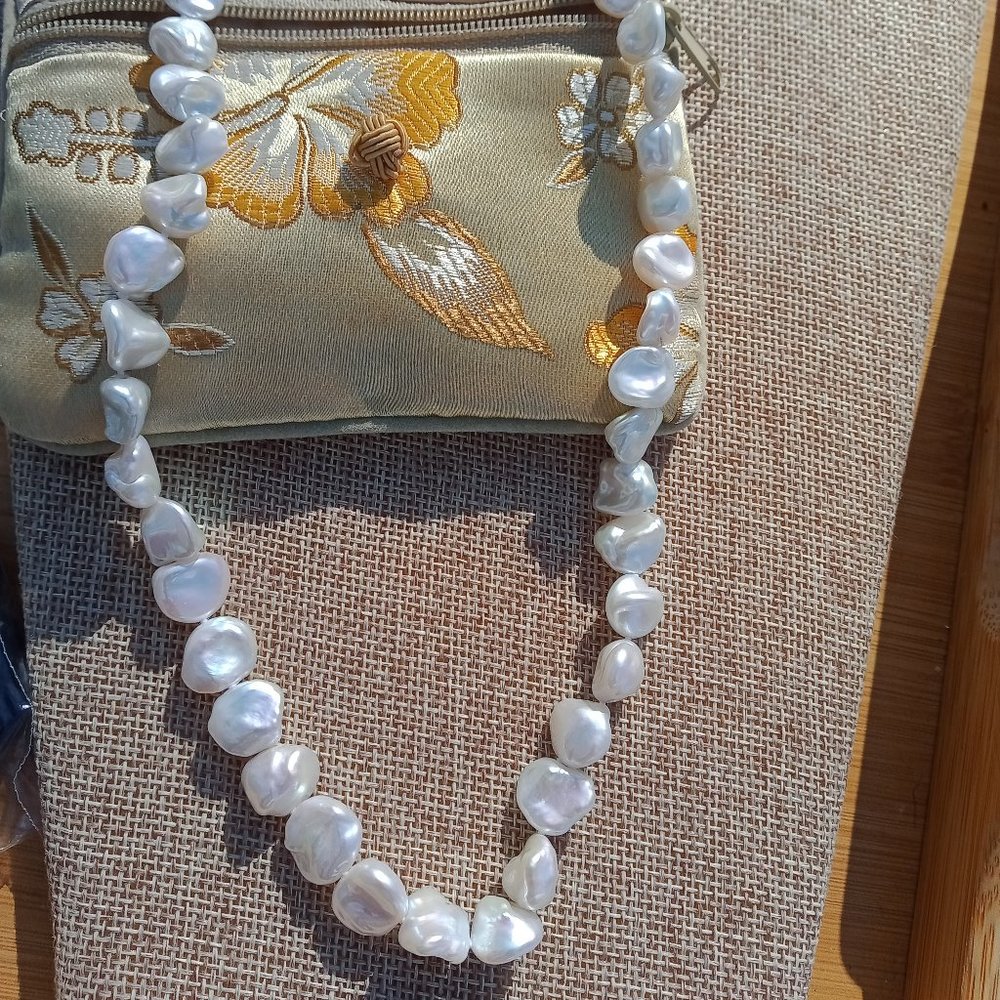 HONORA WHITE GRADUATED 9-14MM KESHI PEARL NECKLACE GORGEOUS . Beautiful luster